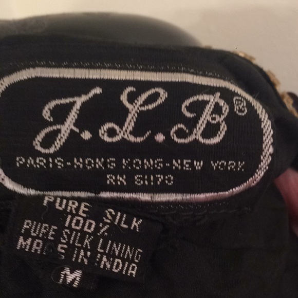 Black sequin evening top Gold silver floral beads - Picture 5 of 8